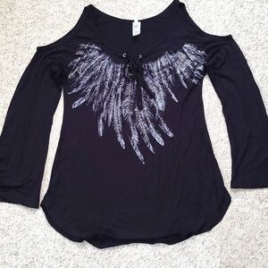 Off Shoulder Black Feather